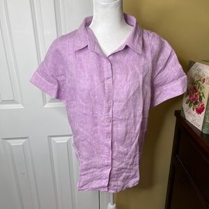 Coldwater Creek Purple Short Sleeve Linen Top XLP